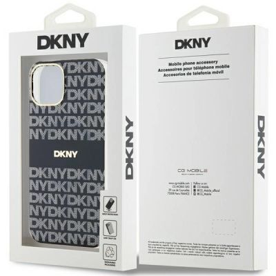 8. DKNY IML Mono & Stripe MagSafe Case for iPhone 15/14/13 - Black