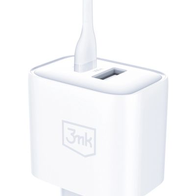 13. 3mk DualCharge 20W PD3.0 QC 3.0 PPS USB 1A1C Wall Charger - White
