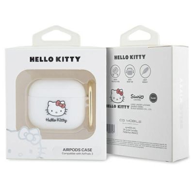 3. Hello Kitty Silicone 3D Kitty Head case for AirPods 3 - white