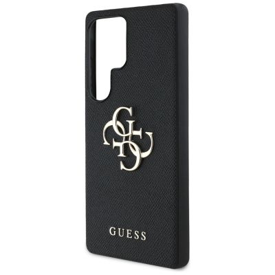 6. Guess Grained Big 4G Logo Small Classic Logo case for Samsung Galaxy S25 Ultra black