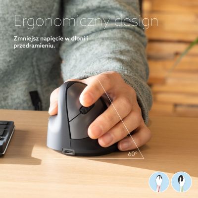 7. Ergonomic R-Go Pele HE left Bluetooth mouse sidabrina