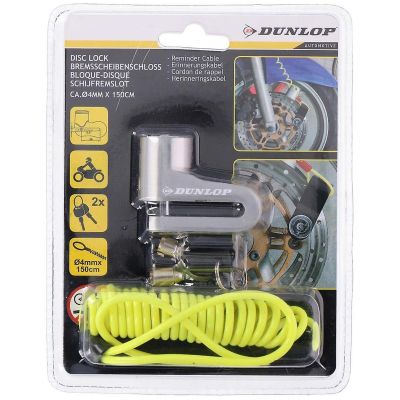 9. DUNLOP SILVER BRAKE DISC LOCK WITH CABLE LOCK