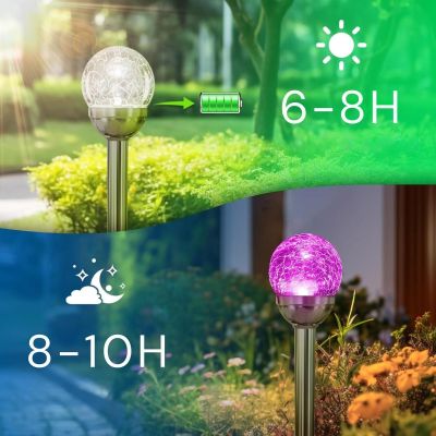 24. SOLAR LAMP GLASS BALL 7.5x34CM RGB