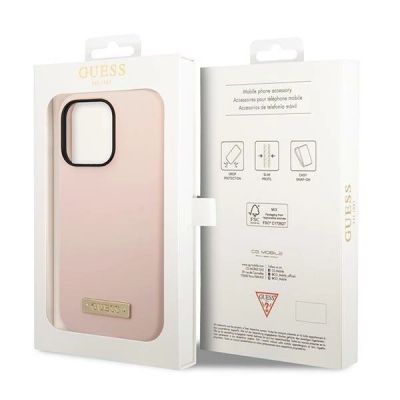 8. Guess Silicone Logo Plate MagSafe Case for iPhone 14 Pro - Pink