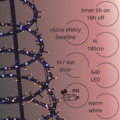 4. DECORATIVE CHRISTMAS TREE 640LED WATERFALL180CM BLACK
