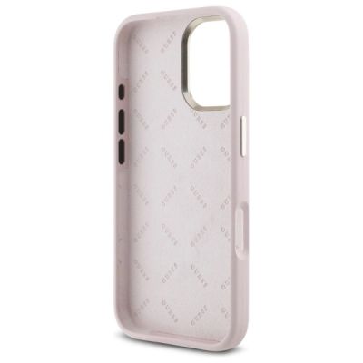 7. Guess Silicone Logo Strass 4G case for iPhone 16 - light pink