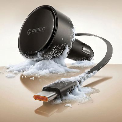 9. Orico FC-60-2C 60W Car Charger with Retractable USB-C Cable 65cm - Black