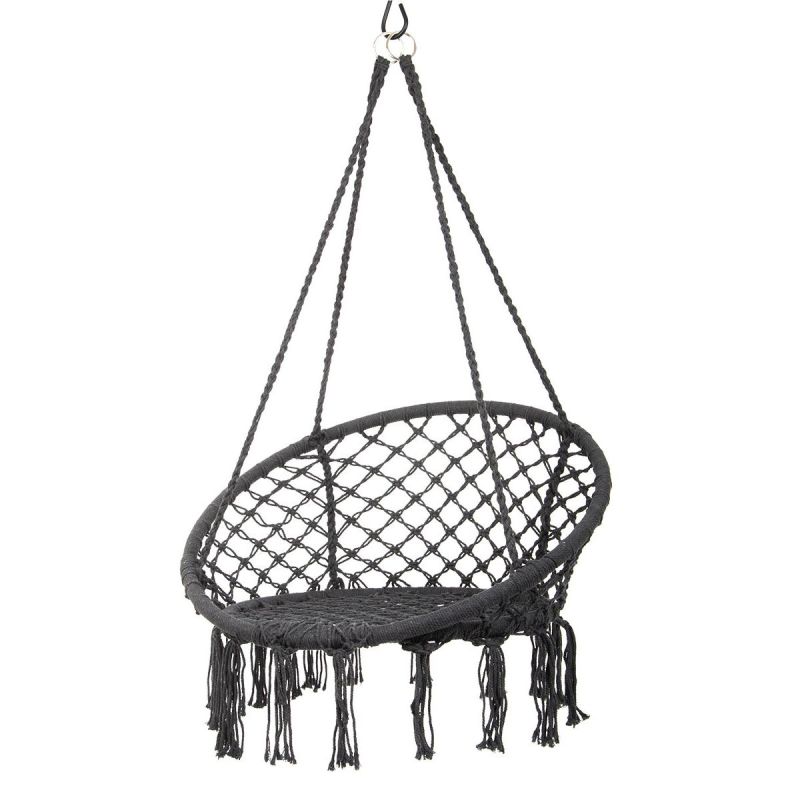17. OPENWORK HAMMOCK HANGING CHAIR STORK'S NEST 80x60CM DARK GREY