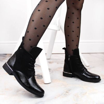 8. Filippo W PAW476 black patent leather insulated ankle boots