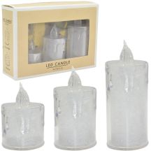 SET OF 3 DECORATIVE LED CANDLES, WARM WHITE