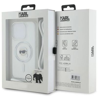 7. Karl Lagerfeld Crossbody IML Karl Head MagSafe case for iPhone 15 Pro Max - transparent