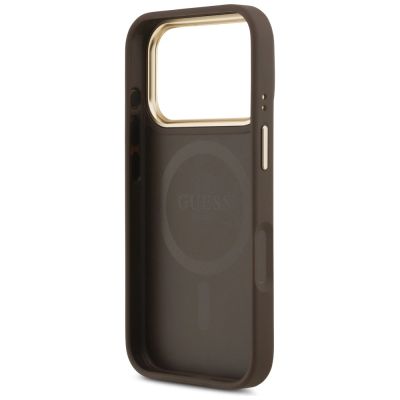 7. Guess Peony Hot Stamp MagSafe Case for iPhone 17 Pro - Brown