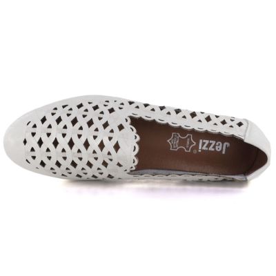 3. Women's leather openwork shoes, white Jezzi OL50-1