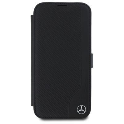 3. Mercedes Leather Wood Imitation iPhone 16 Pro Max Case - Black