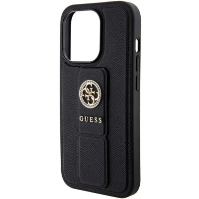 9. Guess Grip Stand 4G Saffiano Strass case for iPhone 15 Pro Max - black