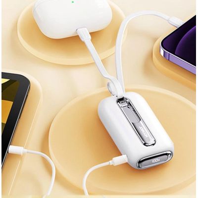 15. Joyroom mini powerbank 10000mAh Colorful Series 22.5W with 2 built-in USB C and Lightning cables white (JR-L012)