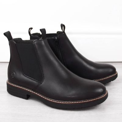2. Rieker M RKR634 comfortable insulated leather ankle boots, black