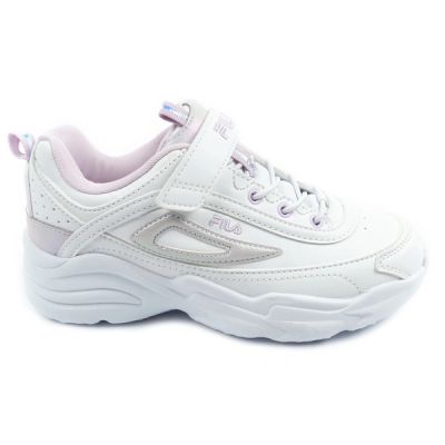 11. Fila Skye V children's sports shoes for girls with velcro, white