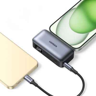 4. Ugreen PB503 5000mAh powerbank with USB-C port and integrated USB-C connector - gray