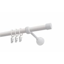 Single Curtain Rod Ø 19 mm White 160 cm LUNA with Rings KOWALSKI