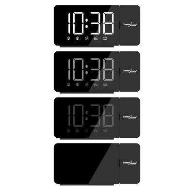 5. GREENBLUE DIGITAL LED ALARM RADIO WITH GREENBLUE PROJECTOR, FM RADIO, ALARM, CLOCK 12/24, USB POWER SUPPLY 5V DC + CR2032 GB172