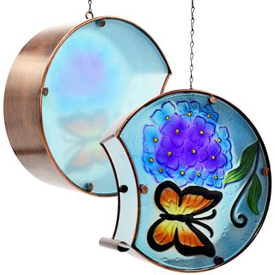 17. GARDEN DECORATION 22.5x8x22CM STAINED GLASS HANGING LANTERN