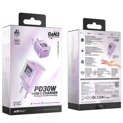 6. Acefast A53 PD 30W GaN USB-C charger with display - purple