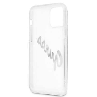 7. Guess GUHCP12MKTRSVSI iPhone 12/12 Pro 6.1" Transparent hardcase Vintage Script Silver