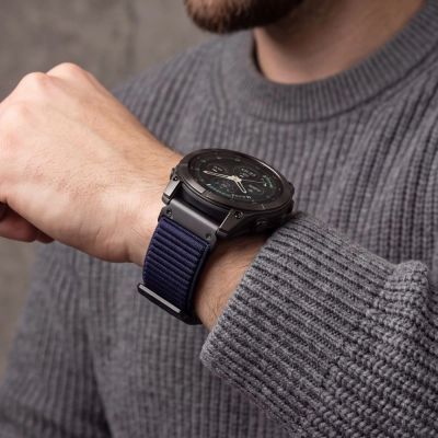 6. Tech-Protect NylonLoop Strap for Garmin Fenix 5X / 5X Plus / 6X / 6X Pro / 7X / 8 / 8 Pro / 9 / 9 Pro (51 mm) – Navy Blue