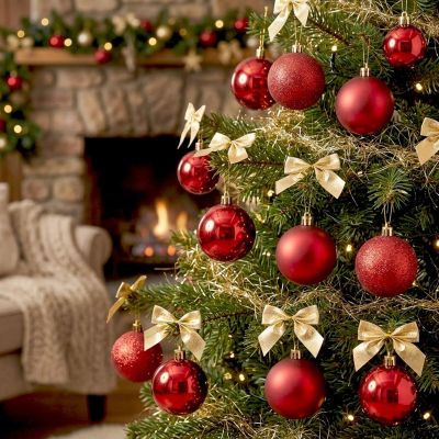4. DECORATIVE PLASTIC BAUBLE SAFE 27 PCS. diameter 6 cm RED MICA