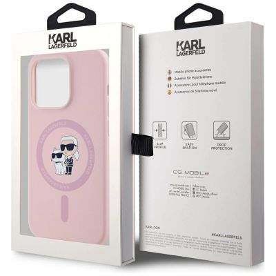 8. Karl Lagerfeld Silicone Karl&Choupette MagSafe Case for iPhone 14 Pro Max - Pink