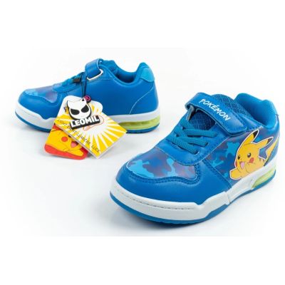 8. Leomil children's sports shoes Pokemon sneakers lightweight with velcro LED blue