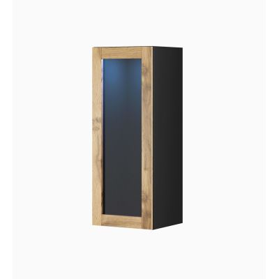 VIGO '90' display cabinet, glass 90/35/32, black/wotan oak