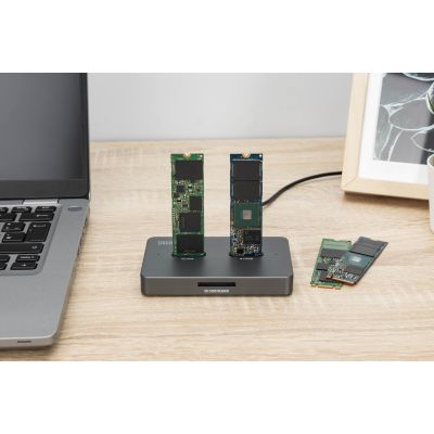 6. USB-C 3.2 Gen2 Docking Station for M.2 Duo NVMe and SATA SSDs (max. 2x 4 TB) with SD-Express 7.1 Card Reader (max. 2 TB), Black