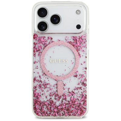 3. Guess Resin Bottom Glitter MagSafe Case for iPhone 17 Pro Max - Pink