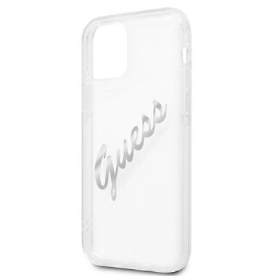 6. Guess GUHCP12MKTRSVSI iPhone 12/12 Pro 6.1" Transparent hardcase Vintage Script Silver