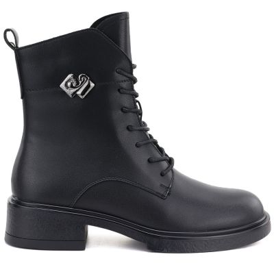 2. Women's leather ankle boots, black, D&A S.Barski MK62-7014