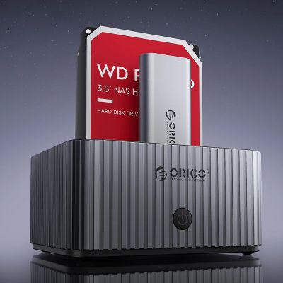 3. Orico IT28E-C 2-Disk Docking Station with M.2 NVME 2.5"/3.5 HDD/2.5" SSD Clone Function - Gray