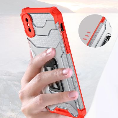 9. Crystal Ring Case Kickstand Tough Rugged Cover for iPhone XS Max red