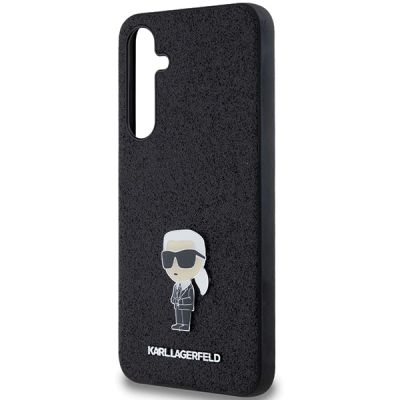 6. Karl Lagerfeld Fixed Glitter Ikonik Logo Metal Pin case for Samsung Galaxy A35 - black
