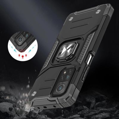 7. Wozinsky Ring Armor tough hybrid case cover + magnetic holder for Samsung Galaxy A03s blue