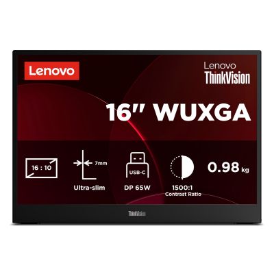 22. Lenovo ThinkVision M16 Computer Monitor 40.6 cm (16") 1920 x 1200 px WUXGA LCD Black