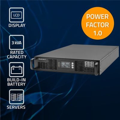 3. Qoltec UPS Emergency Power Supply for RACK 3kVA 3000W Power Factor 1.0 LCD EPO USB On-line