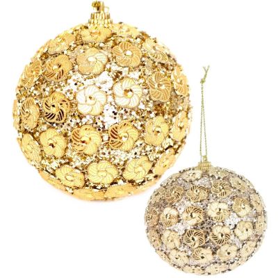 5. DECORATIVE BALL WITH SEQUINS 8 CM GOLD