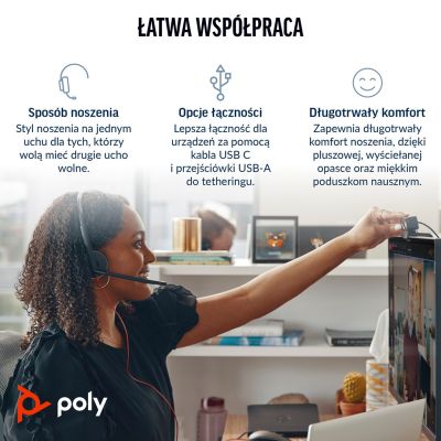 2. Poly Blackwire 3310 Mono Microsoft Teams USB-C Headset