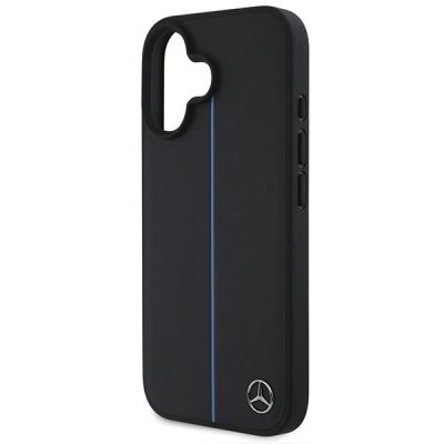 6. Mercedes MB Blue Line Leather MagSafe iPhone 16 Case - Black