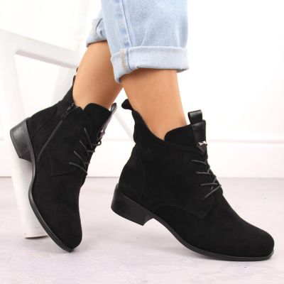 5. Women’s Lace-Up and Zip Ankle Boots, Warm-Lined, Black M.Daszyński SA198-24