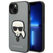 Karl Lagerfeld Saffiano Karl's Head Patch case for iPhone 14 Plus - silver