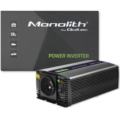 12. QOLTEC VOLTAGE CONVERTER MONOLITH 1200 MS WAVE | 12V TO 230V | 600/1200W | USB