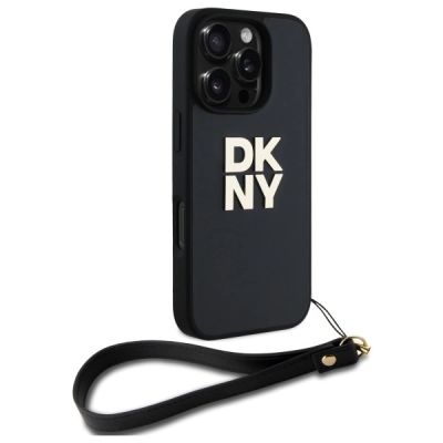 3. DKNY Wrist Strap Stock Logo iPhone 16 Pro Case - Black